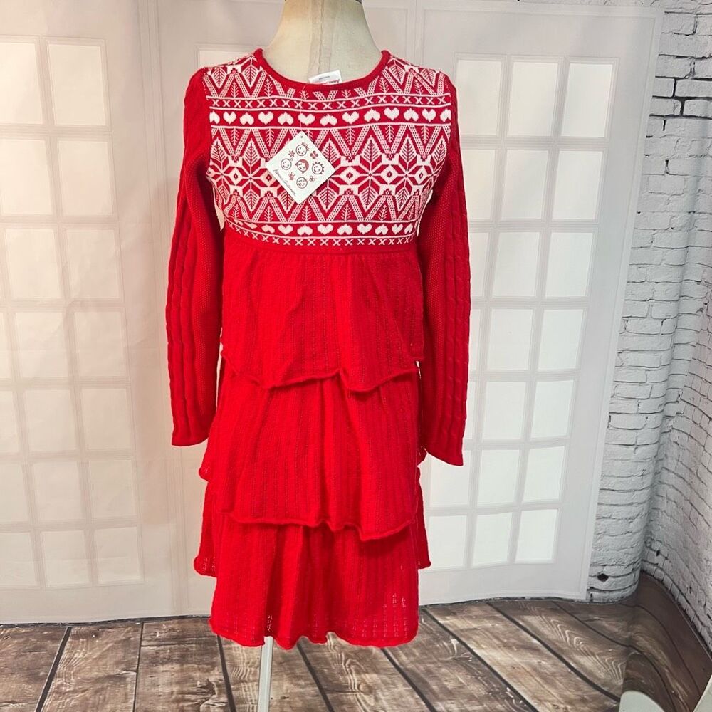 Hanna Anderson NWT knitting in Swedish red tiered holiday dress size 150 or girl - Picture 5 of 10